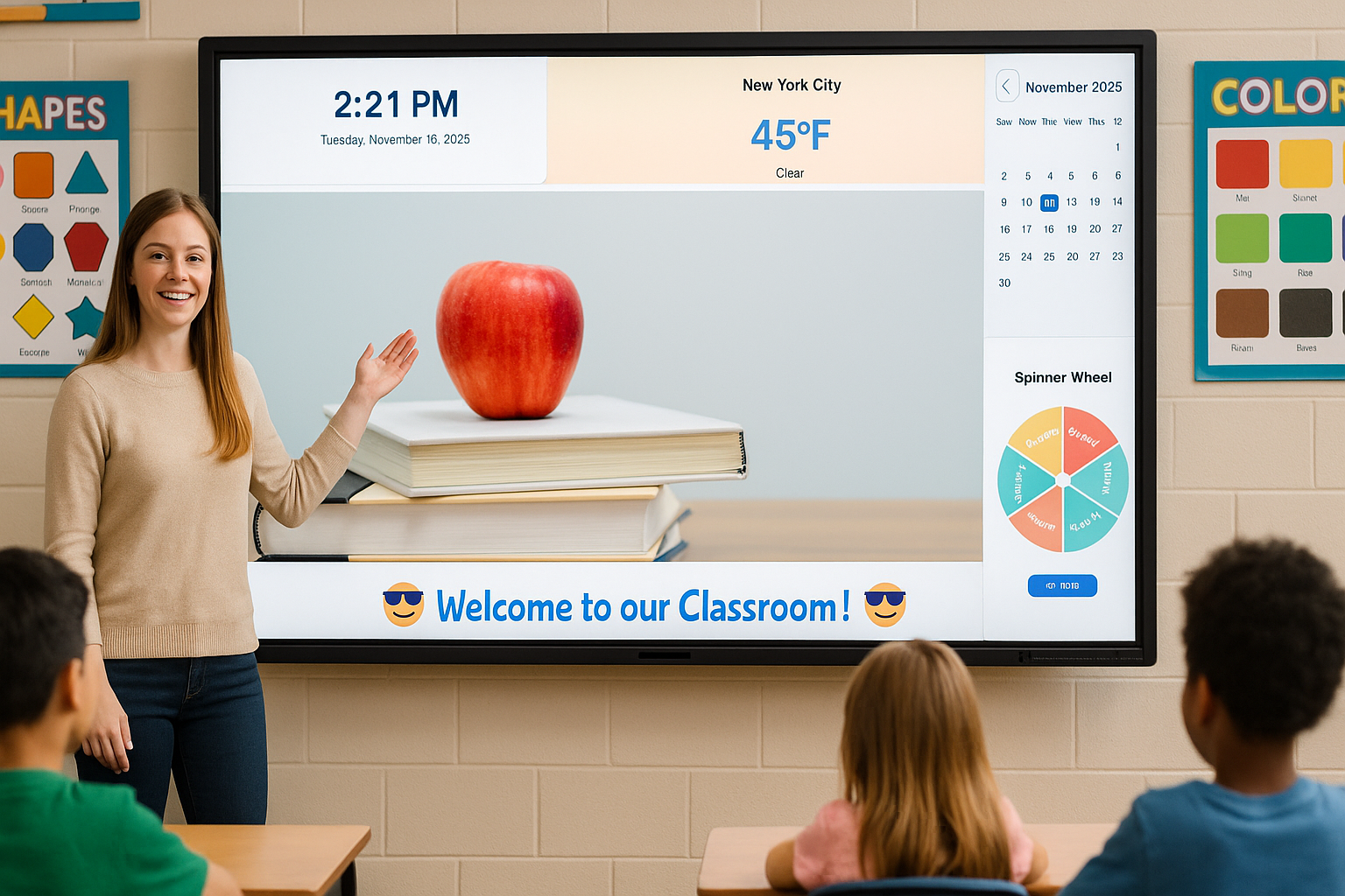 VizBoard in a classroom setting showing interactive display board